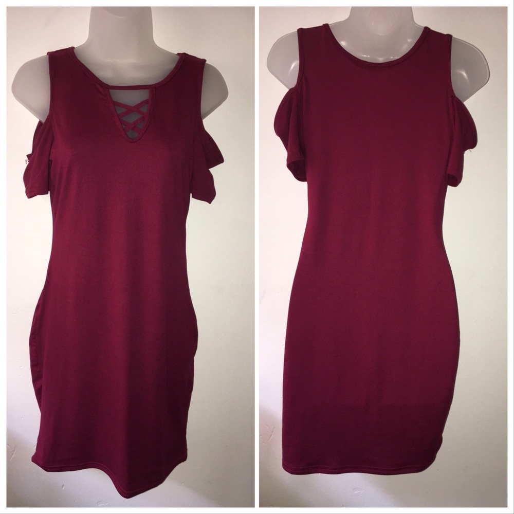 Love short Sleeve Casual cold Shoulder Tunic Dress - Picture 1 of 8
